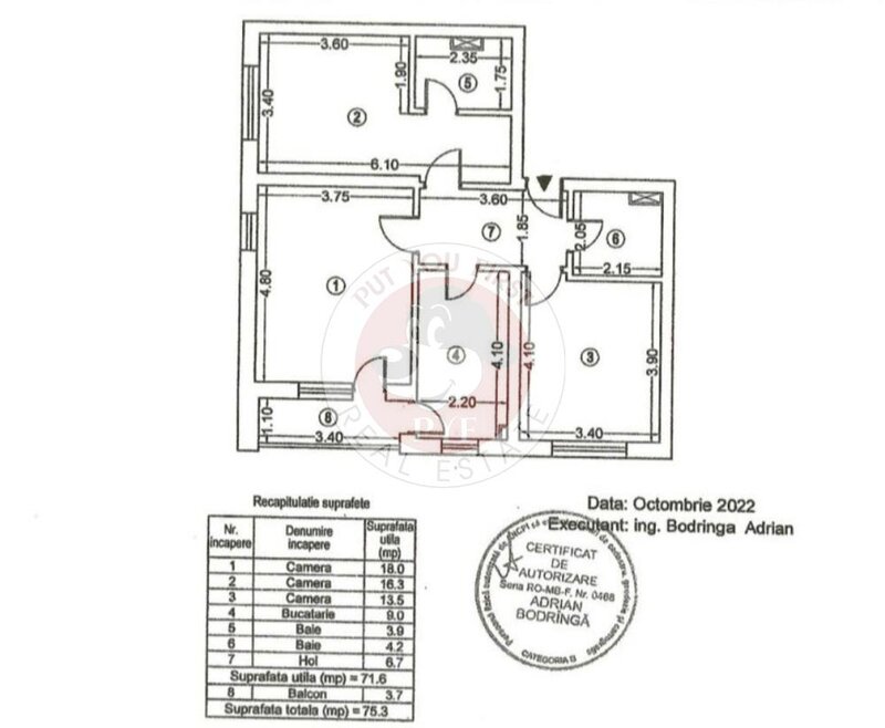 Exigent Plaza | Apartament 3 camere | 75mp | decomandat | B8912